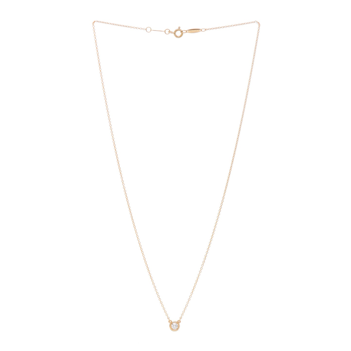 18K Rose Gold Diamond .14ct Elsa Peretti Diamonds by the Yard Pendant Necklace