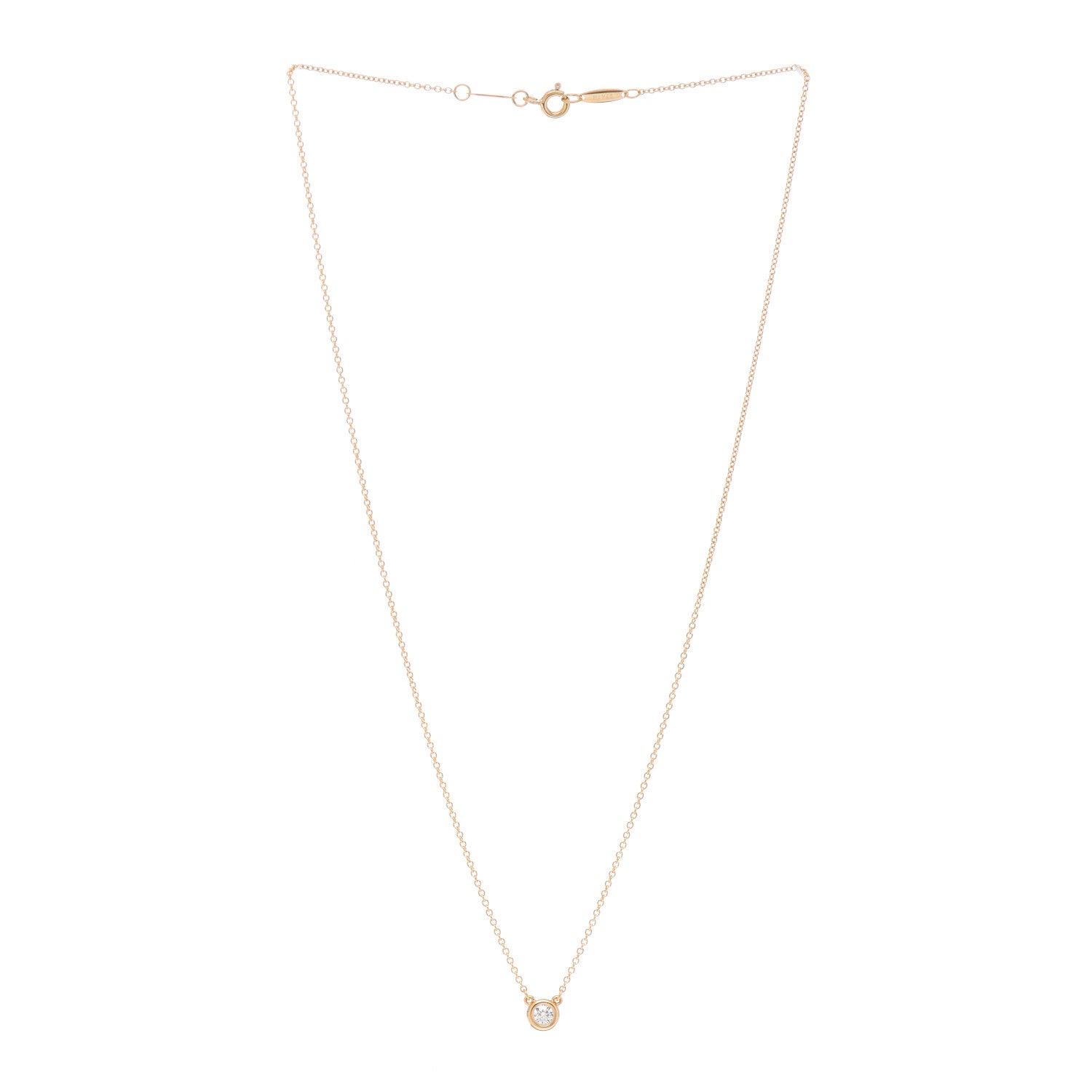 Tiffany 18K Rose Gold Diamond .14ct Elsa Peretti Diamonds by the Yard Pendant Necklace 3 of 5