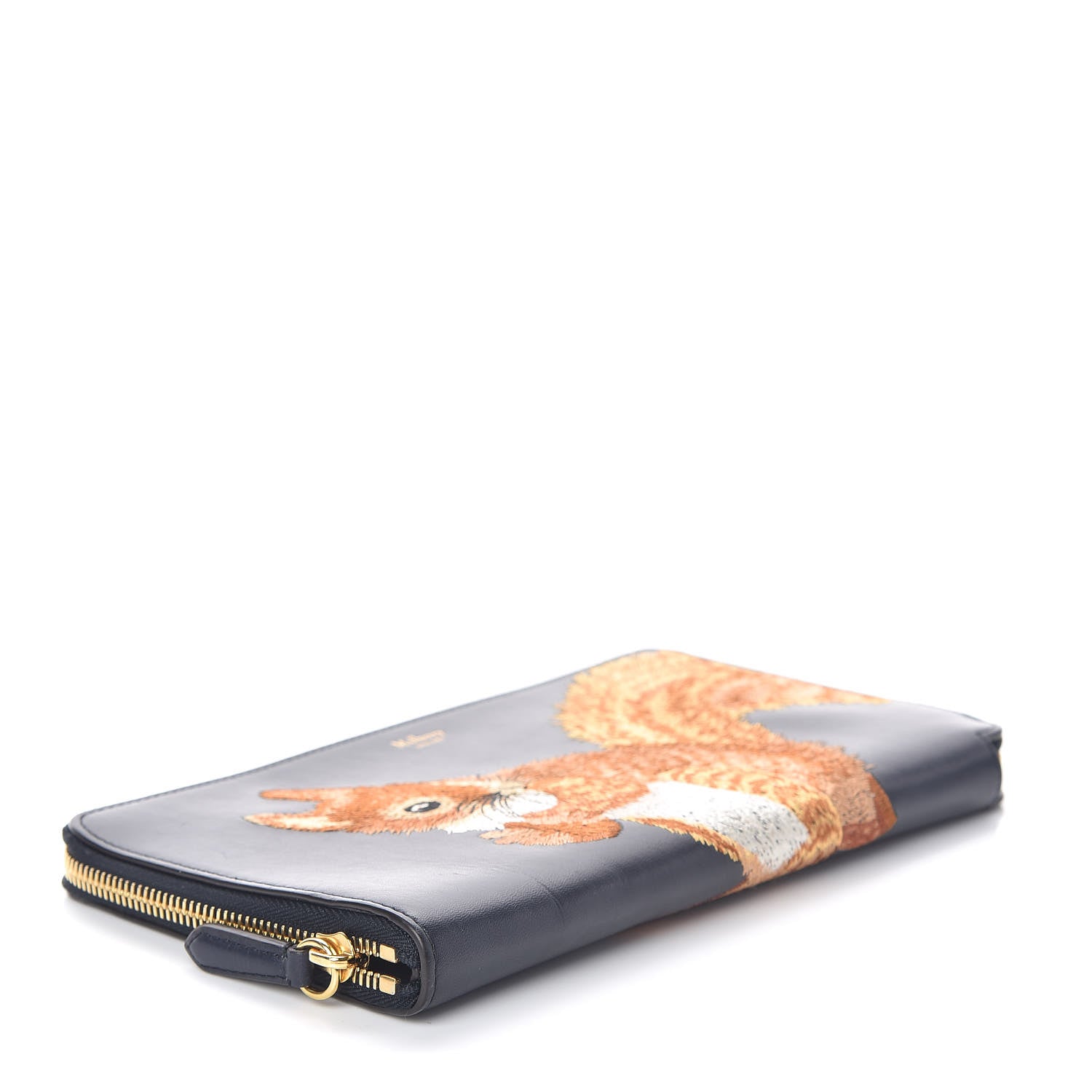 Mulberry Smooth Calfskin Squirrel Embroidered Zip Around Clutch Wallet Navy 4 of 7
