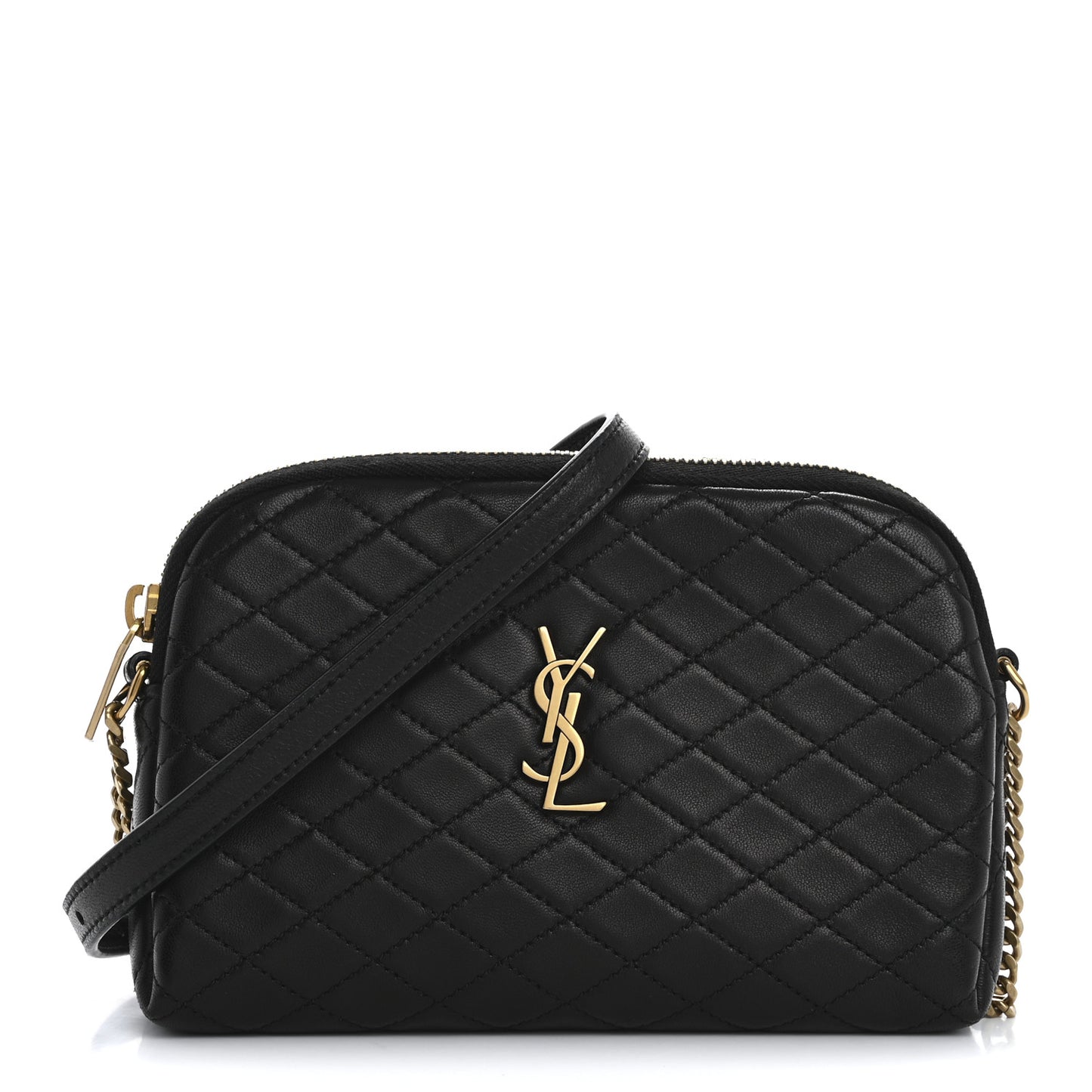 Lambskin Quilted Gaby Zipped Pouch Black