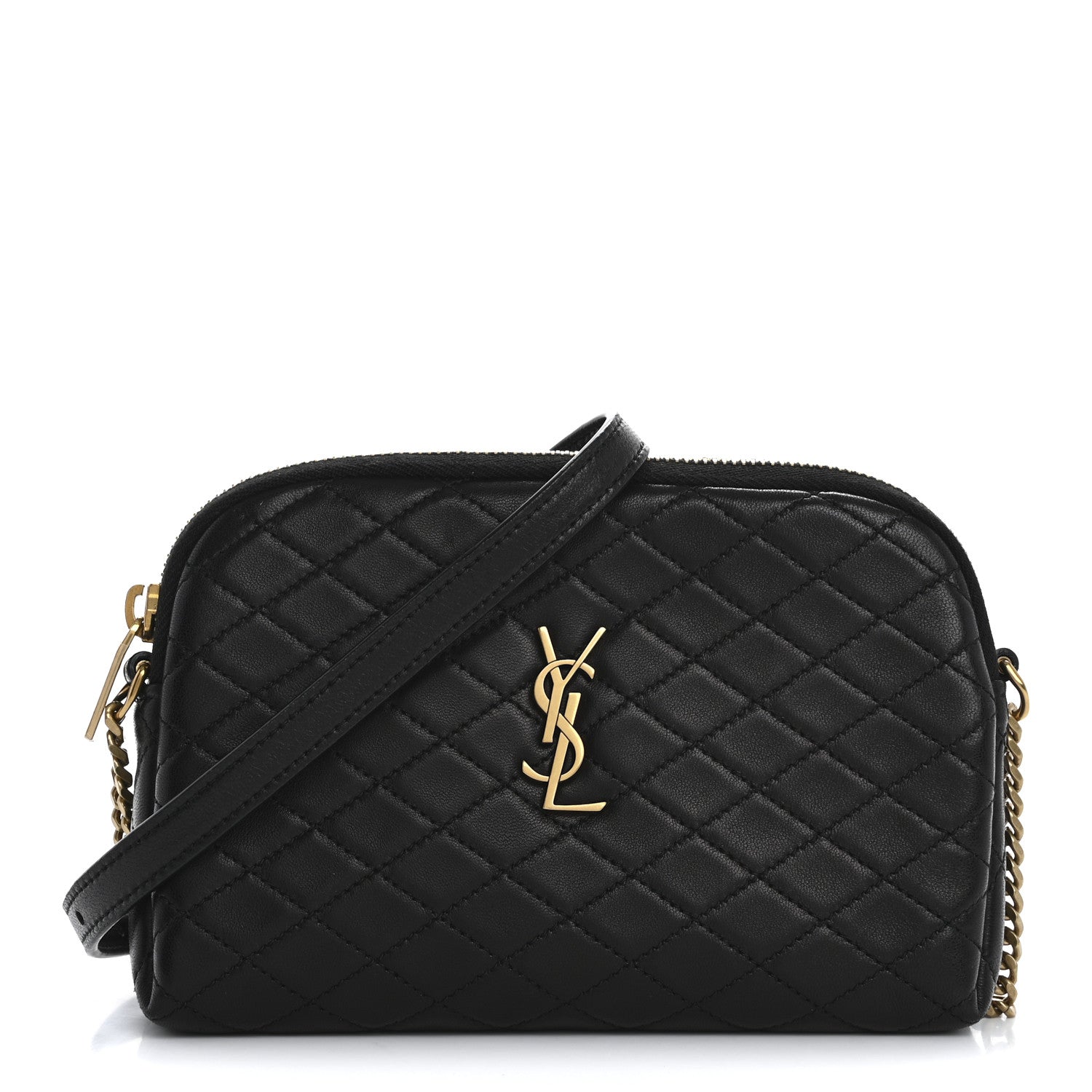 Saint Laurent Lambskin Quilted Gaby Zipped Pouch Black 1 of 11