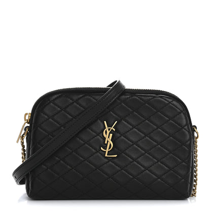 Saint Laurent Lambskin Quilted Gaby Zipped Pouch Black 1 of 11