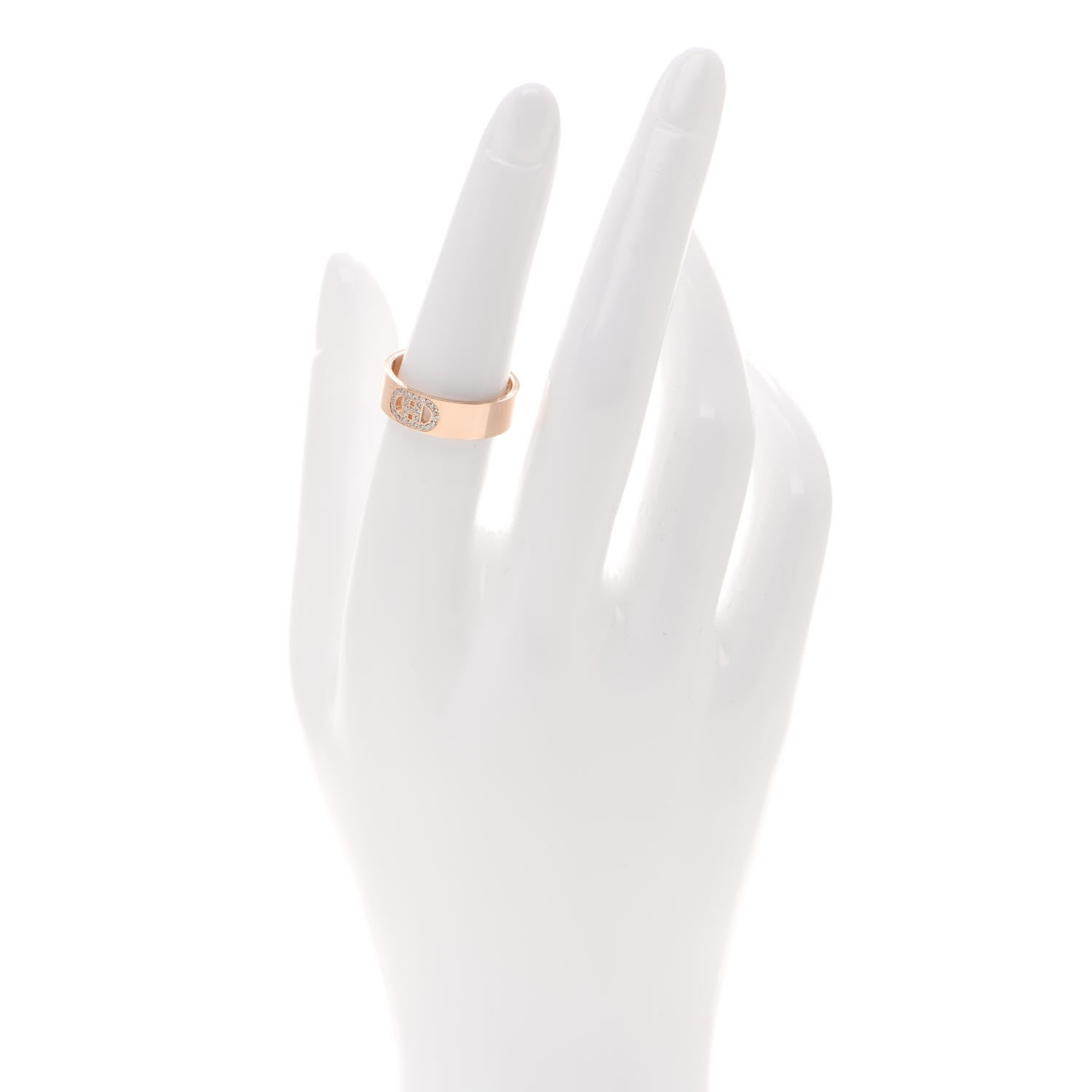 Hermes 18K Rose Gold Diamond PM H D'Ancre Ring 53 6.5 2 of 5