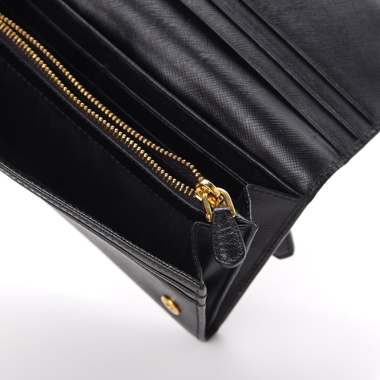 Saffiano Metal Continental Flap Wallet Black