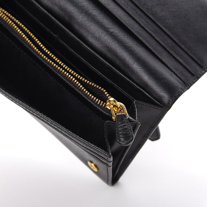Prada Saffiano Metal Continental Flap Wallet Black 9 of 10