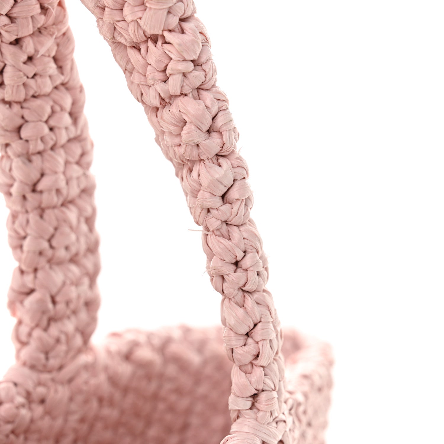 Prada Yarn Raffia Effect Crochet Small Logo Tote Alabastro 11 of 11