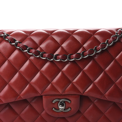 Chanel Lambskin Quilted Jumbo Double Flap Red 13 of 13