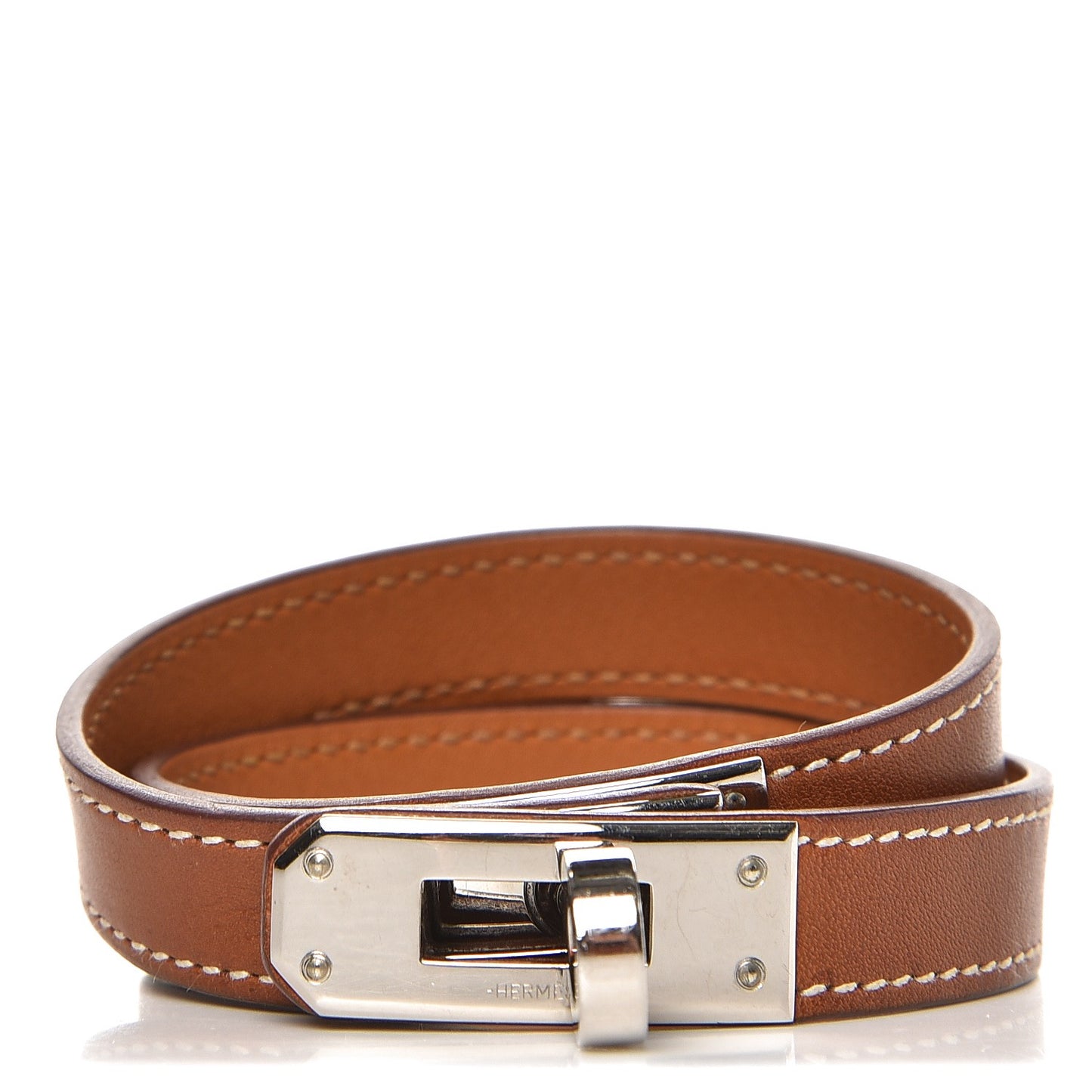 Barenia Kelly Double Tour Bracelet M Fauve