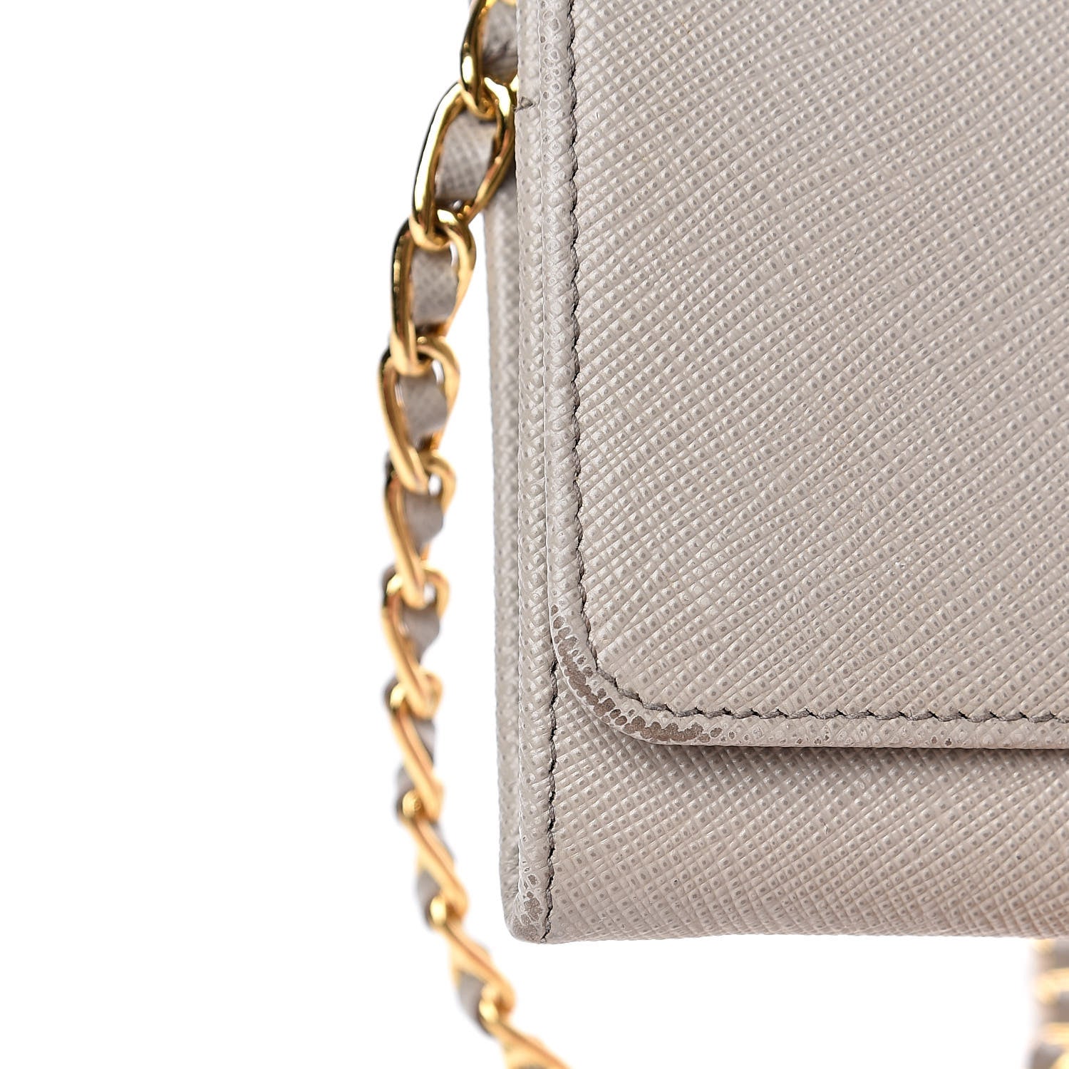 Prada Saffiano Metal Oro Chain Wallet Argilla 10 of 13