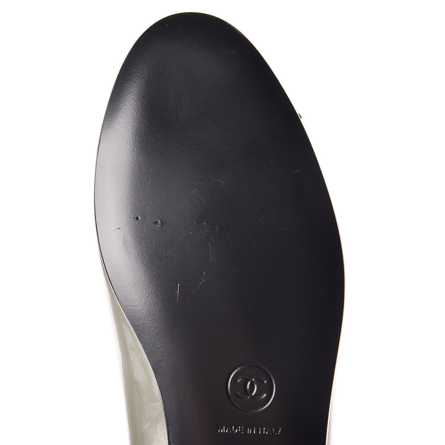 Patent Calfskin CC Cap Toe Ballerina Flats 36.5 Light Grey