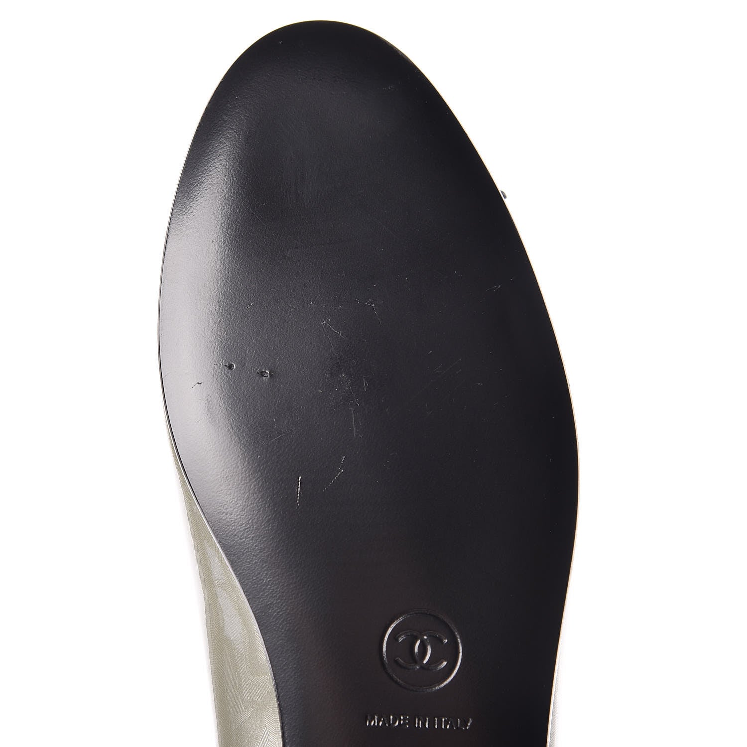 Chanel Patent Calfskin CC Cap Toe Ballerina Flats 36.5 Light Grey 8 of 11