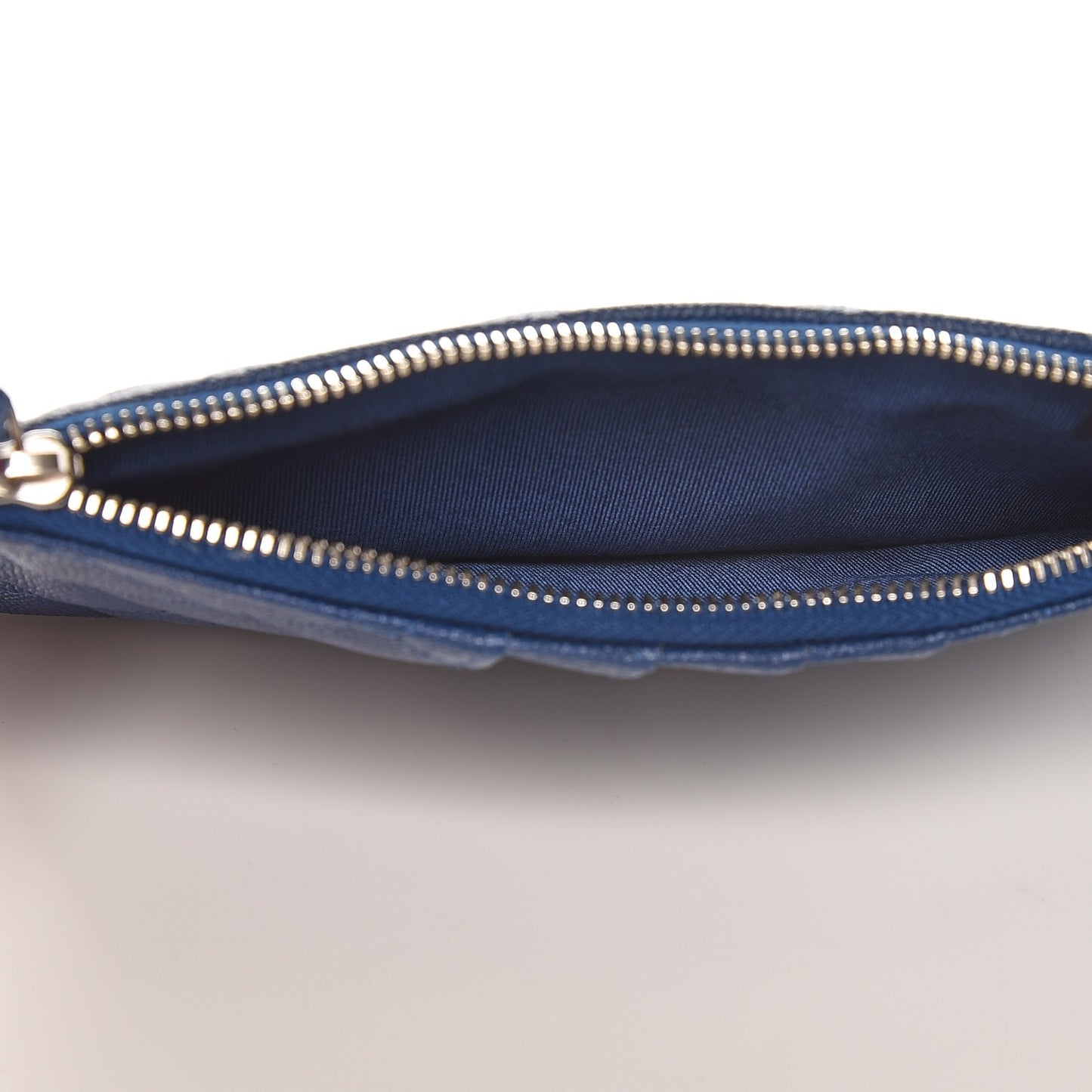 Caviar Quilted Classic Flat Wallet Pouch Blue