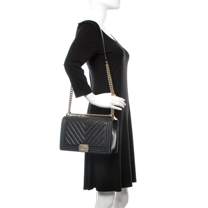 Chanel Caviar Chevron Quilted New Medium Boy Flap Black 2 of 10