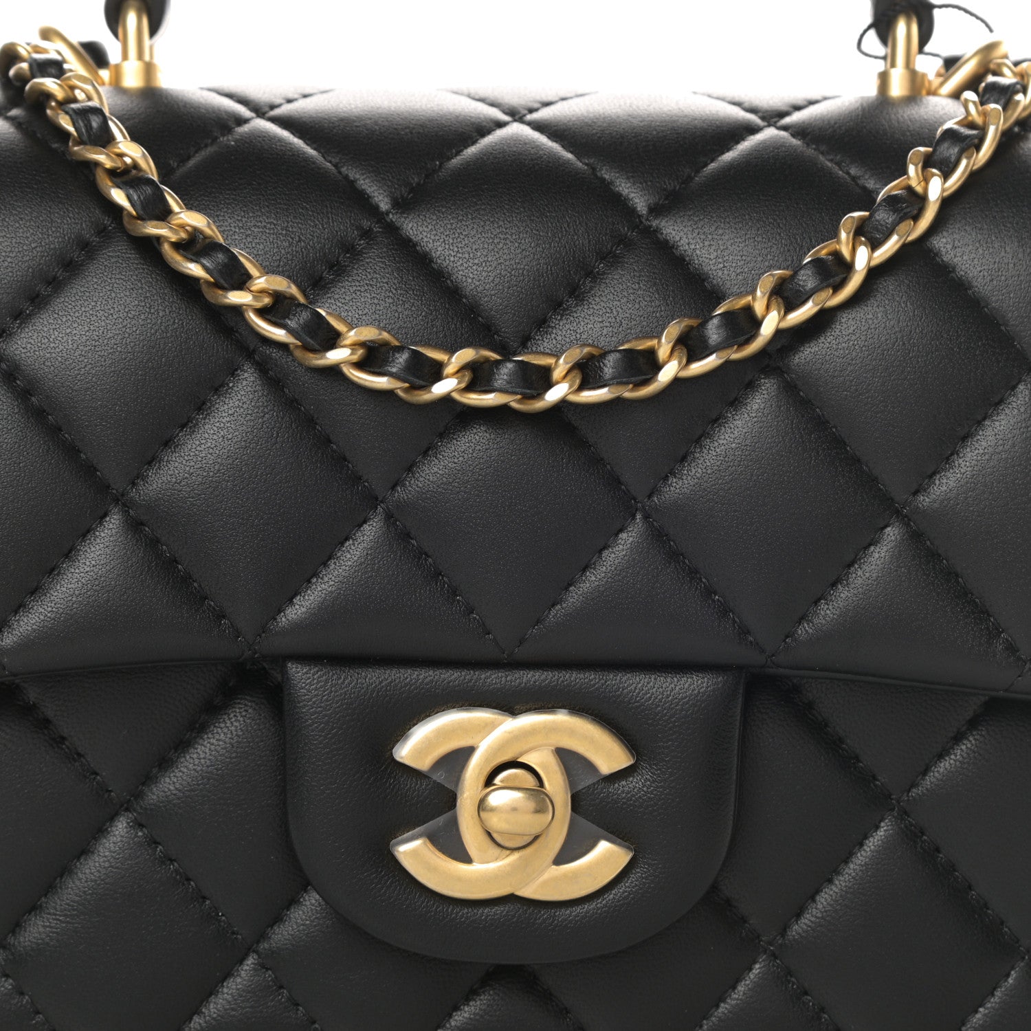 Chanel Lambskin Quilted Mini Top Handle Rectangular Flap Black 8 of 11