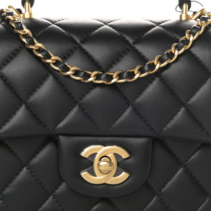 Chanel Lambskin Quilted Mini Top Handle Rectangular Flap Black 8 of 11