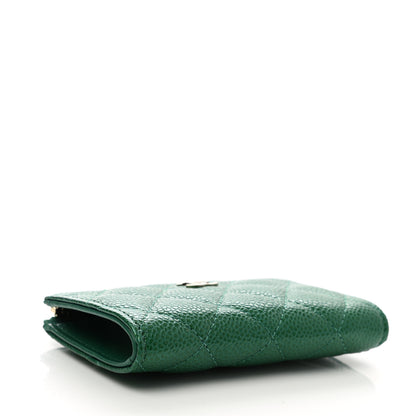 Chanel Metallic Caviar Quilted Zipped Key Holder Case Green 4 of 8