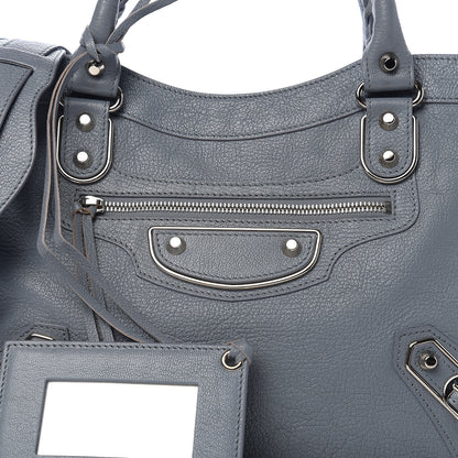 Balenciaga Chevre Silver Metallic Edge Hardware Town Bleu Acier 7 of 9
