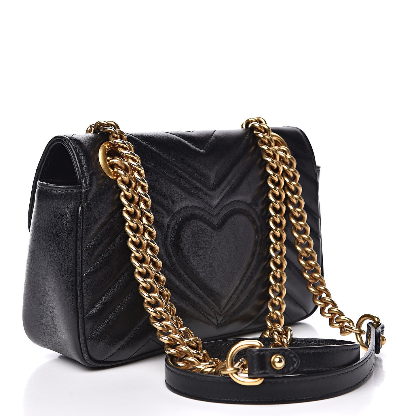 Calfskin Matelasse Mini GG Marmont Shoulder Bag Black