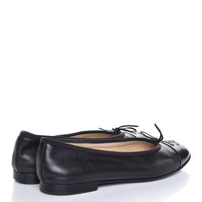Chanel Lambskin Patent Cap Toe Ballerina Flats 36.5 Black 4 of 10