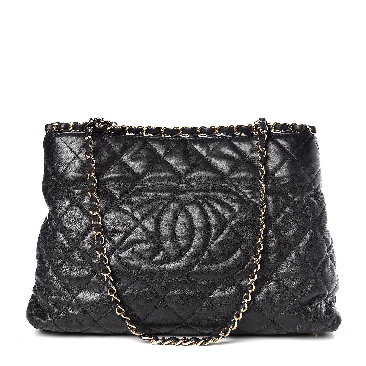 Chanel Calfskin Quilted Small Chain Me Tote Black 358592 – FASHIONPHILE