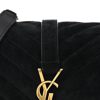 Saint Laurent Suede Matelasse Chevron Monogram Medium College Bag Black 9 of 12