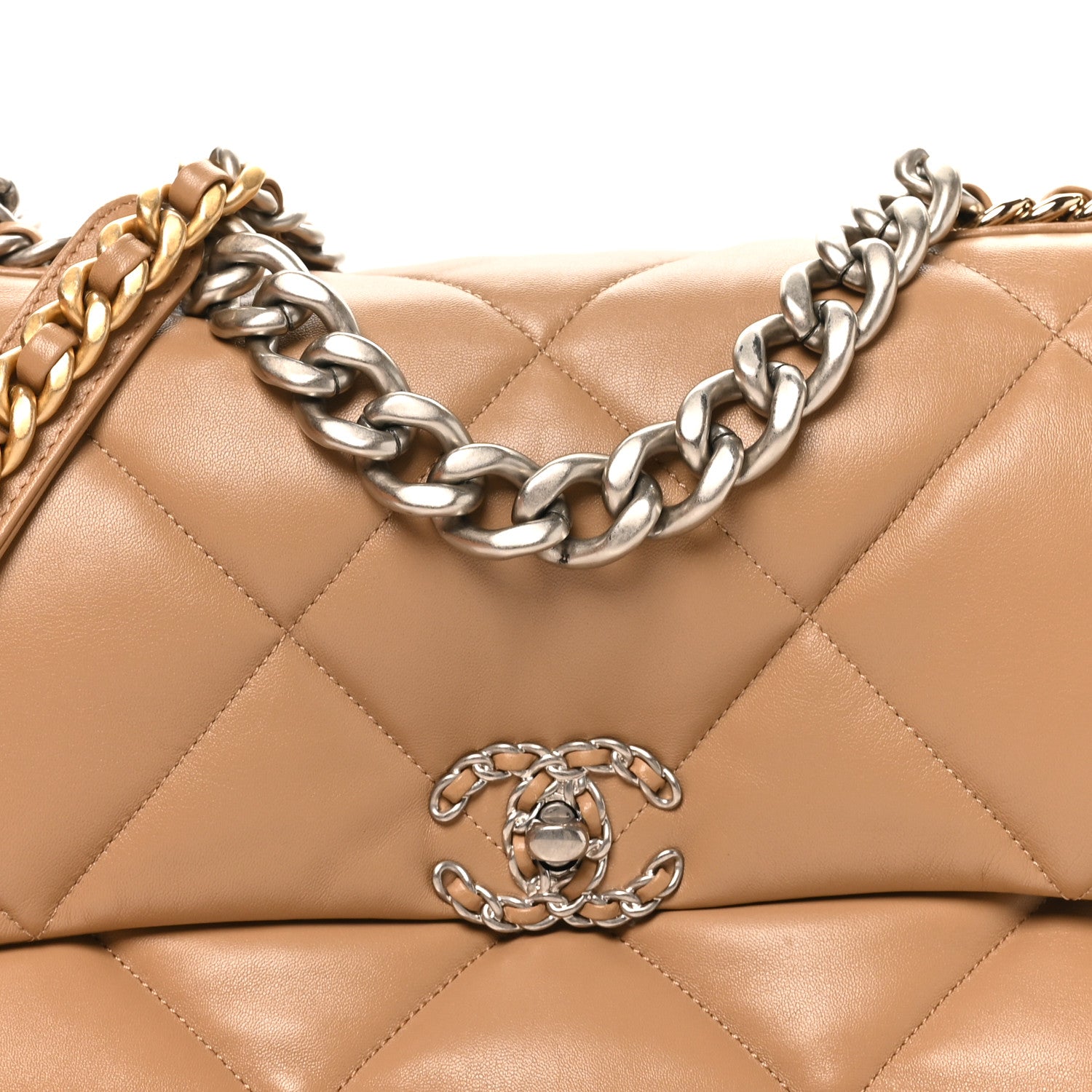 Chanel Lambskin Quilted Large Chanel 19 Flap Beige 8 of 11