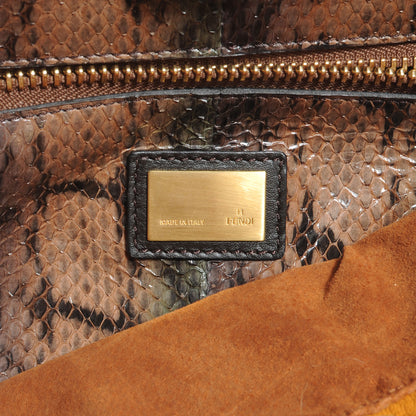 Fendi Goatskin Elaphe Large Peekaboo Iconic Satchel Ocra Bosco 6 of 9