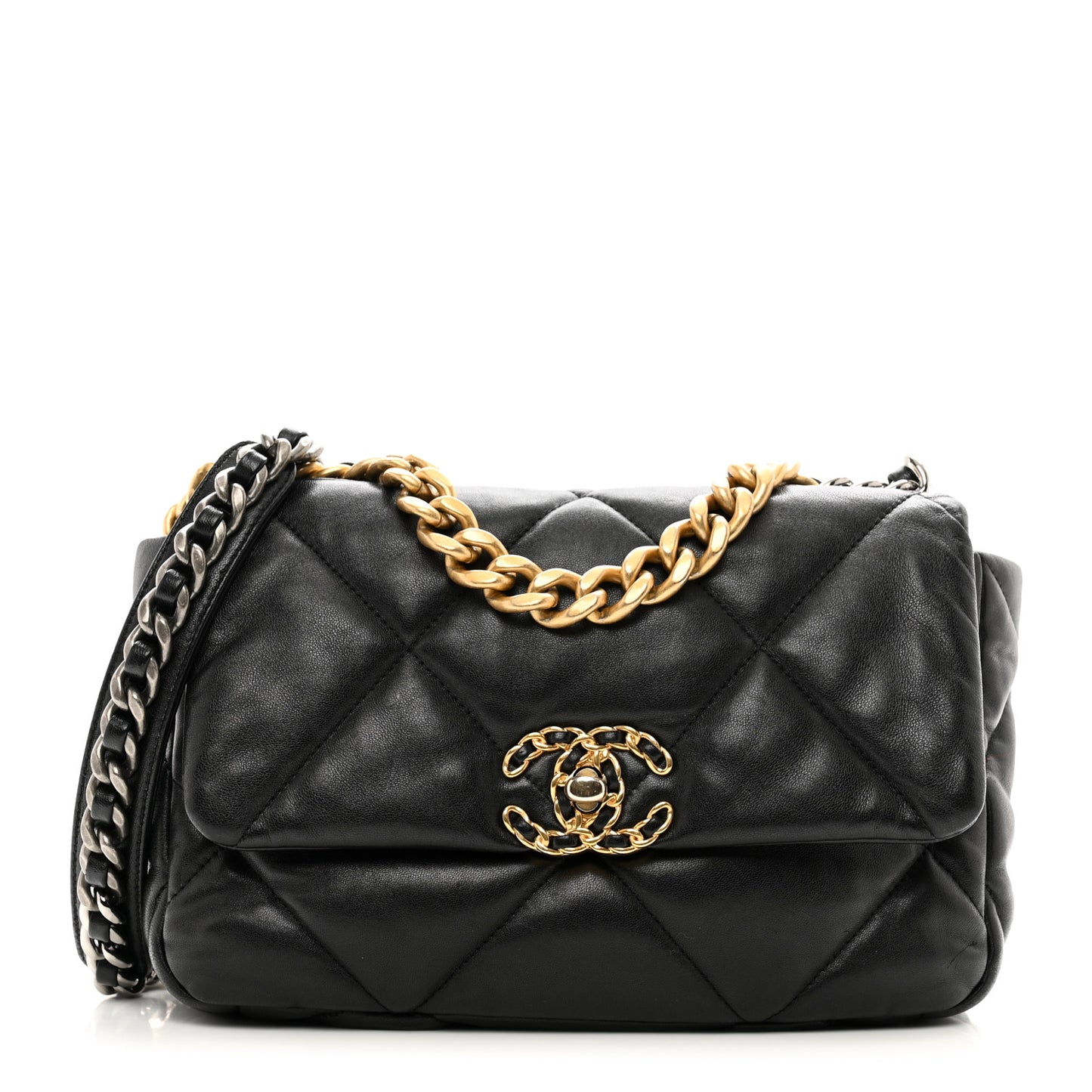 Lambskin Quilted Medium Chanel 19 Flap Black