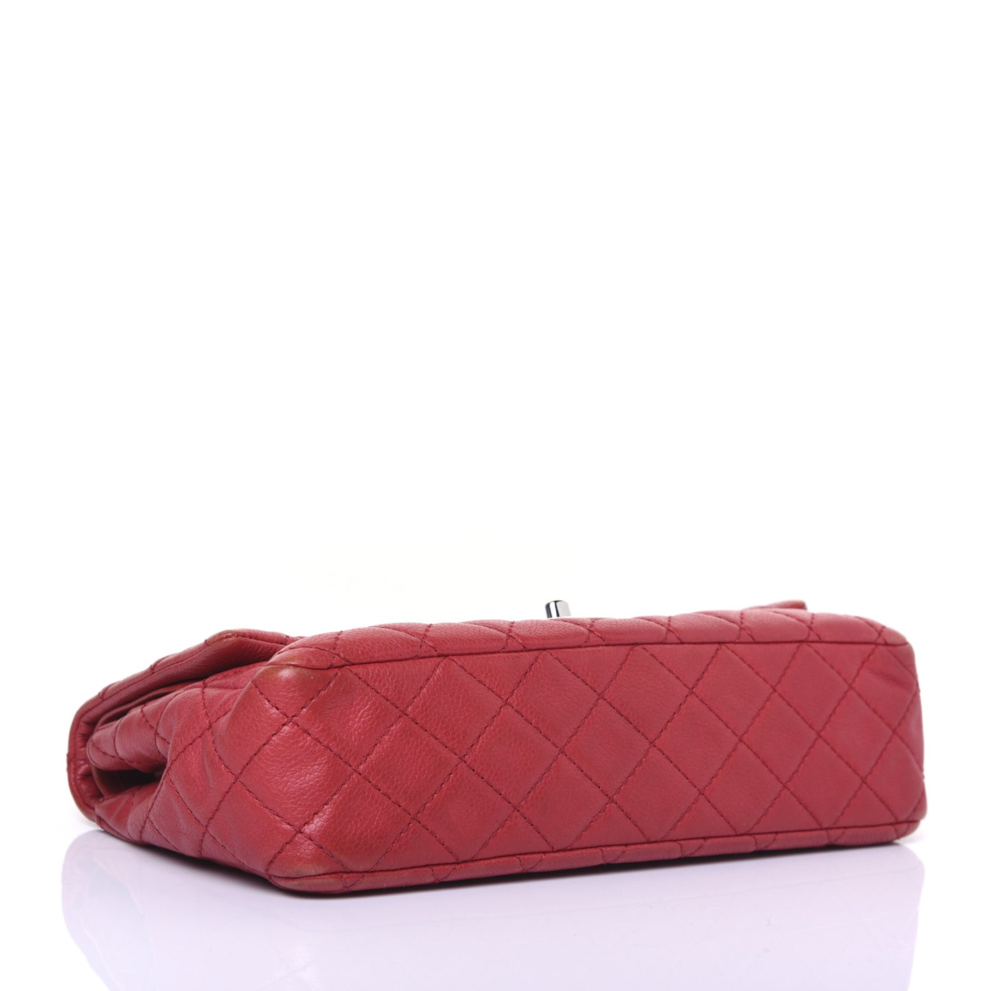 Washed Caviar Quilted Medium Double Flap Red