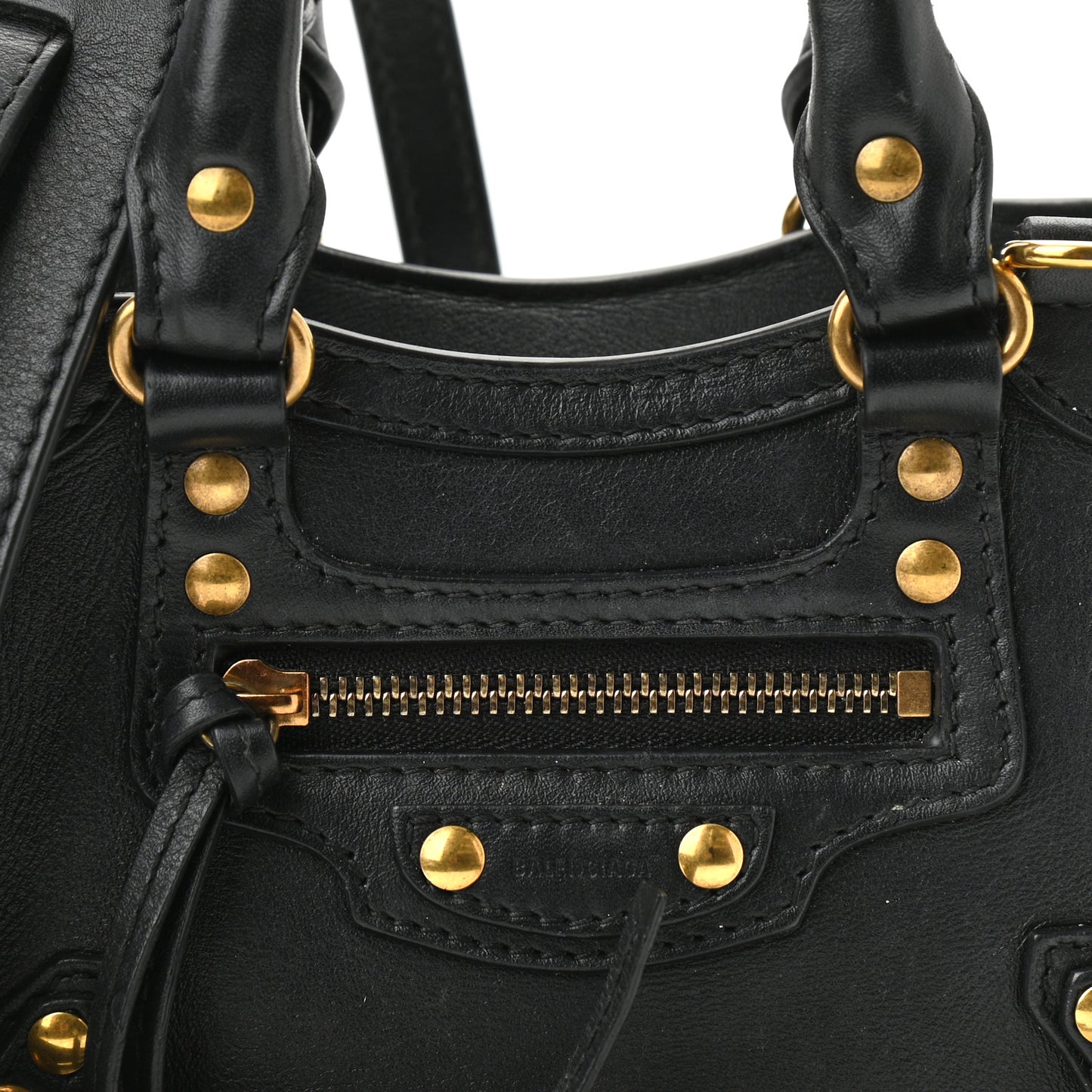 Smooth Calfskin Neo Classic Brass Hardware Nano City Crossbody Black