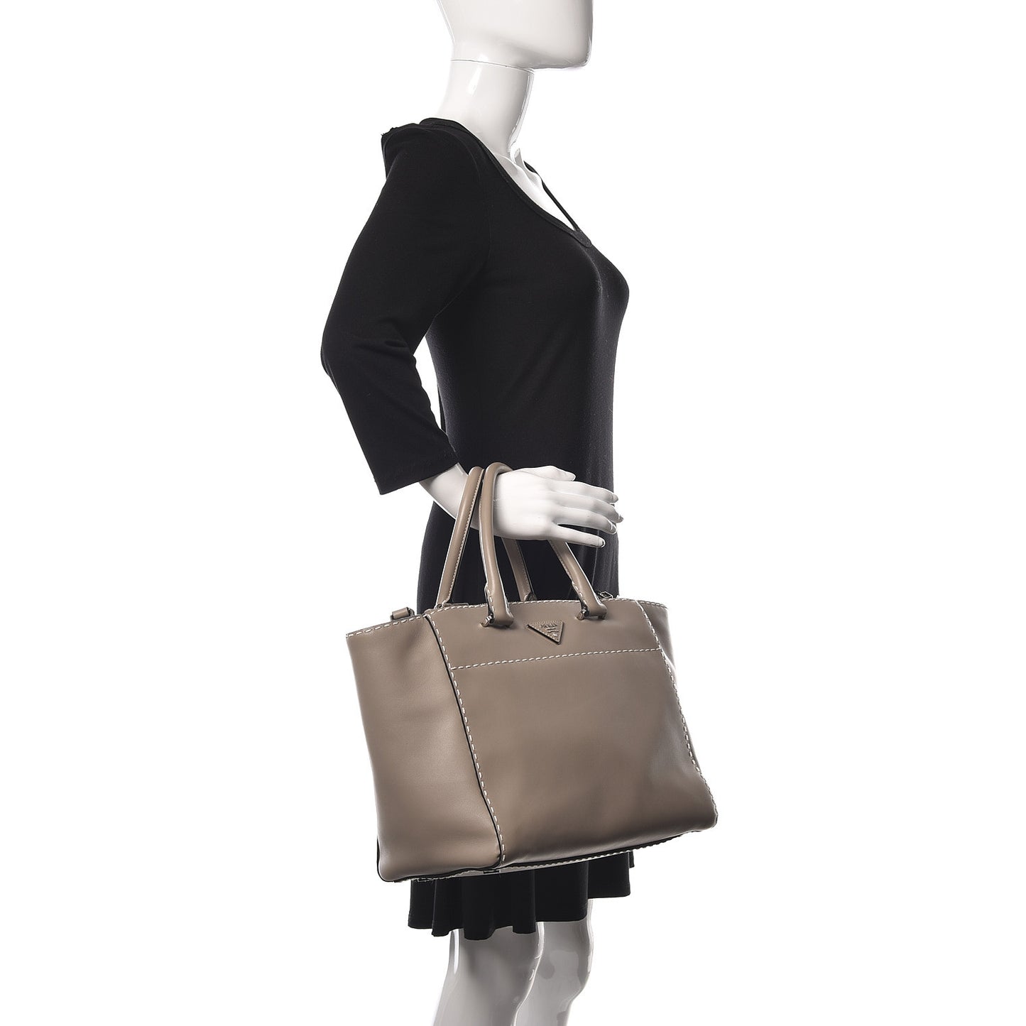 City Calf Small Hand Stitched Galleria Double Zip Tote Calce