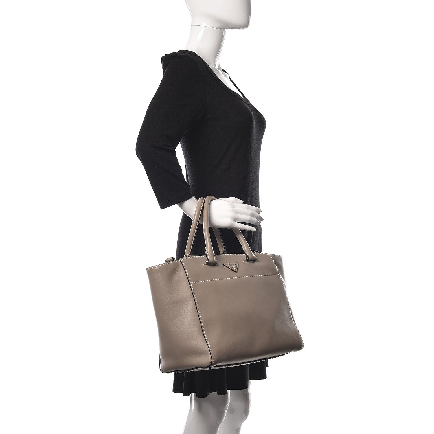 Prada City Calf Small Hand Stitched Galleria Double Zip Tote Calce 2 of 14
