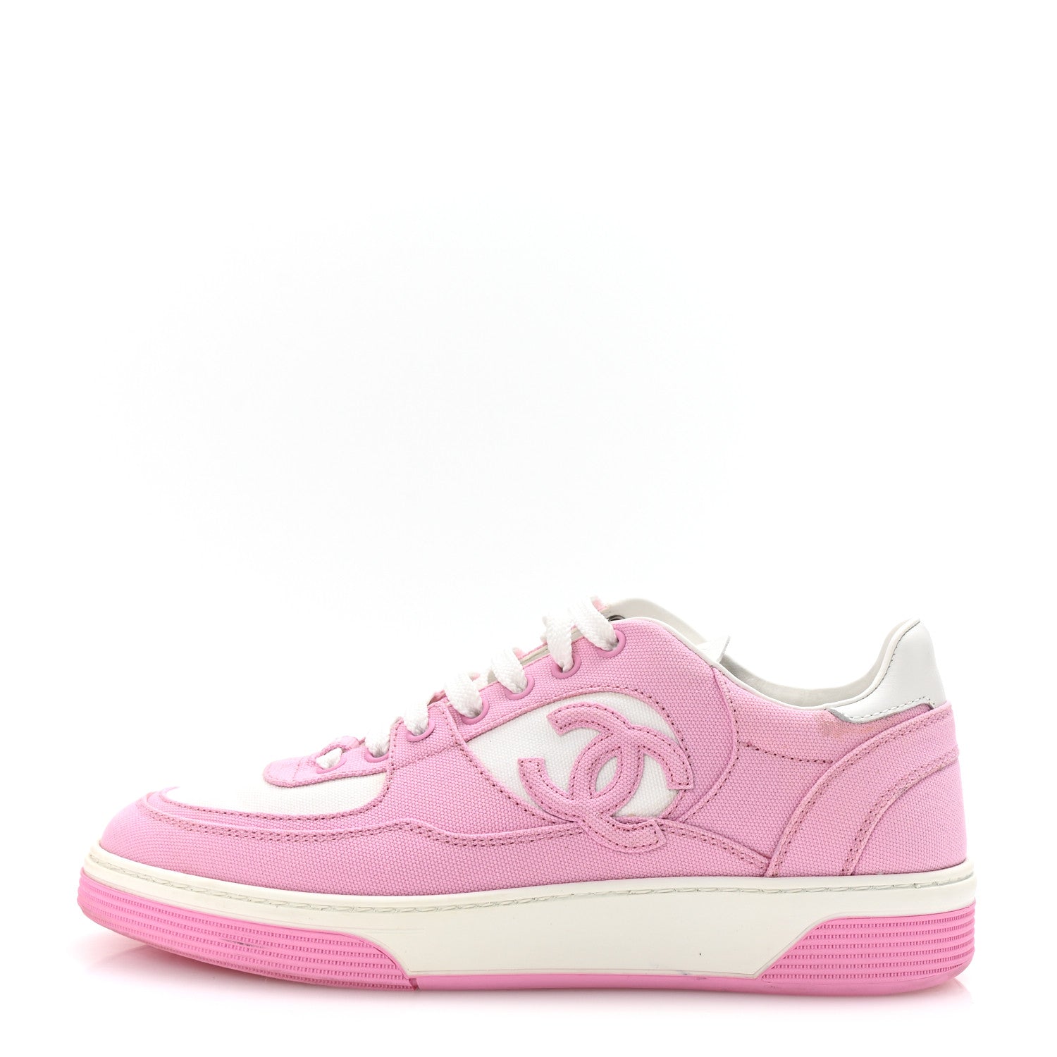 Chanel Cotton Sneakers 39 Pink White 1 of 10