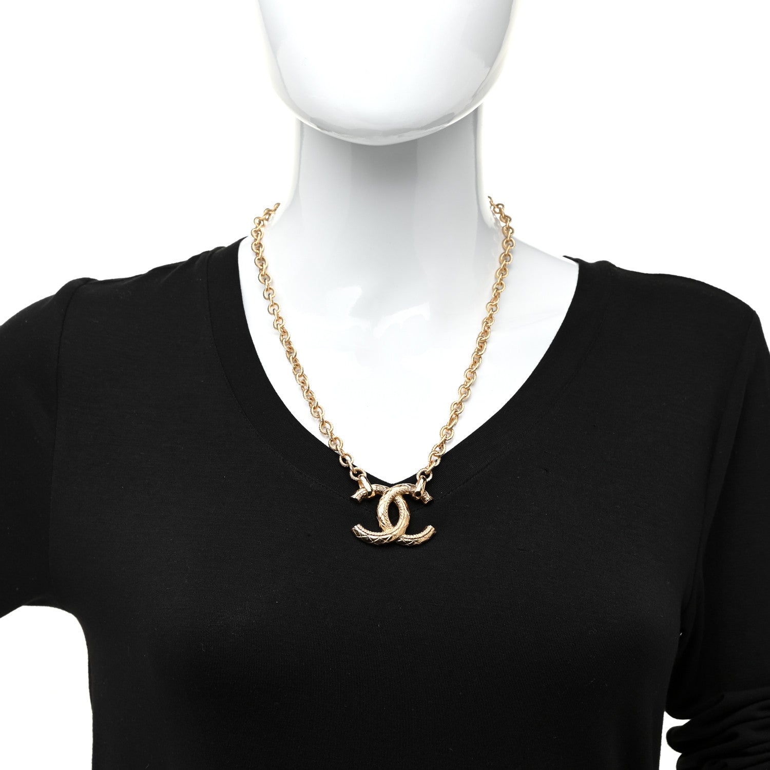 Chanel Quilted CC Long Chain Necklace Gold 2 of 5