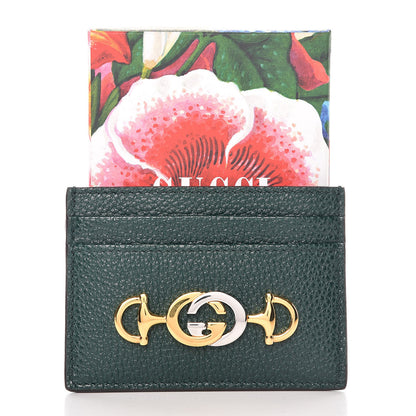 Gucci Grainy Calfskin Zumi Card Holder Vintage Green 7 of 7