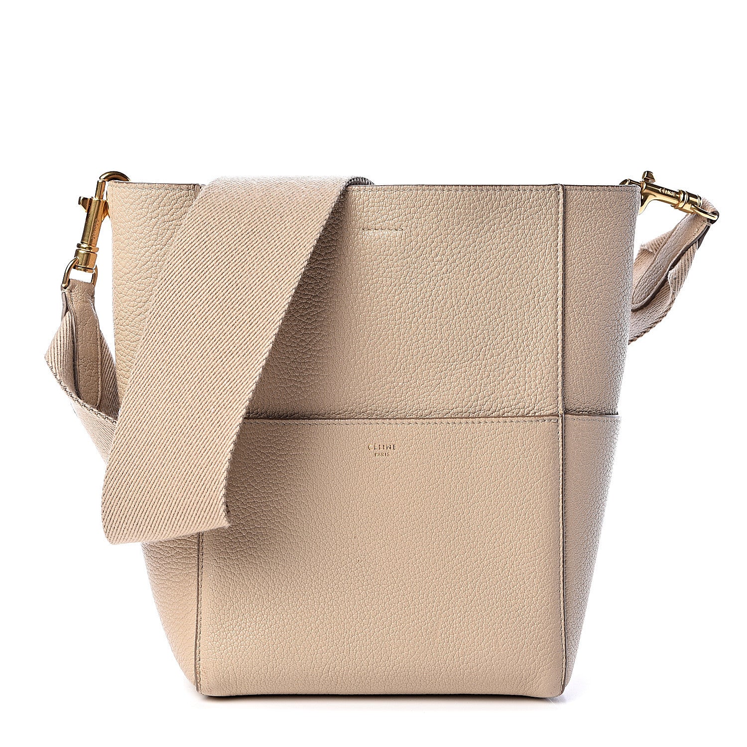 Celine Grained Calfskin Small Sangle Bucket Bag Dune 1 of 11
