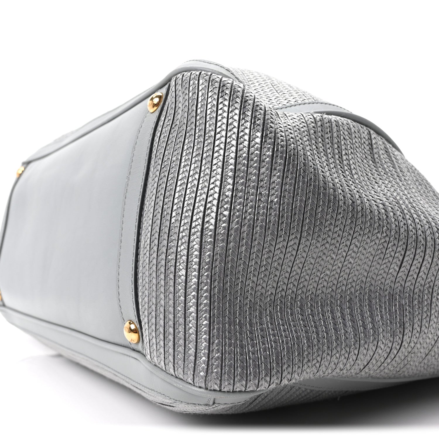 Salvatore Ferragamo Calfskin Raffia Betulla Tote Grey 1867471