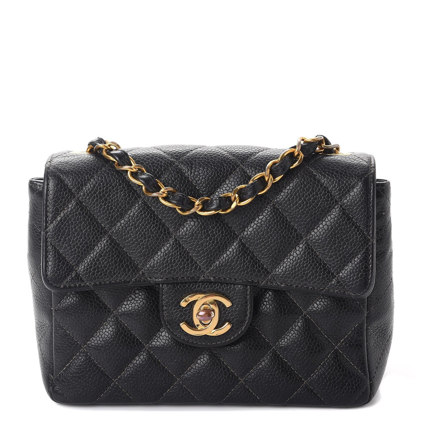 Caviar Quilted Mini Square Flap Black
