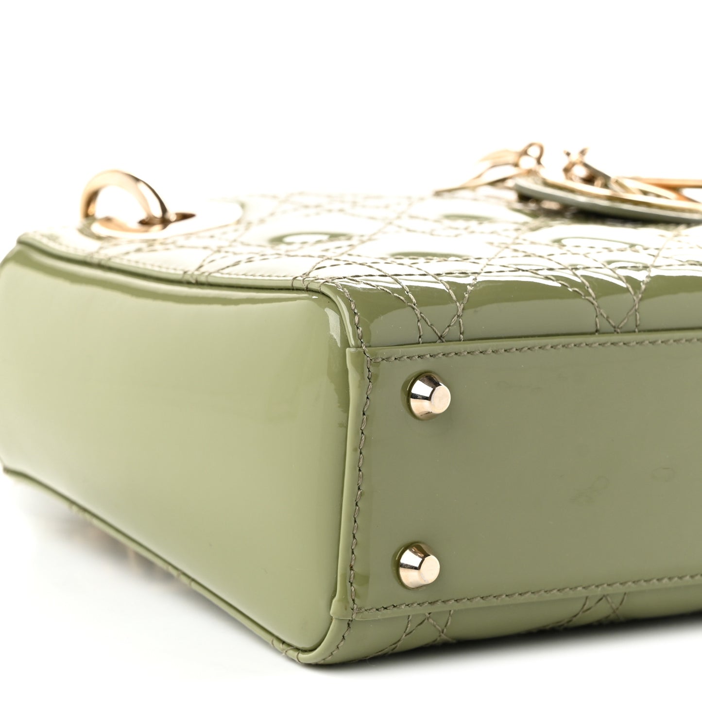 Patent Cannage Mini Lady Dior Dusty Green