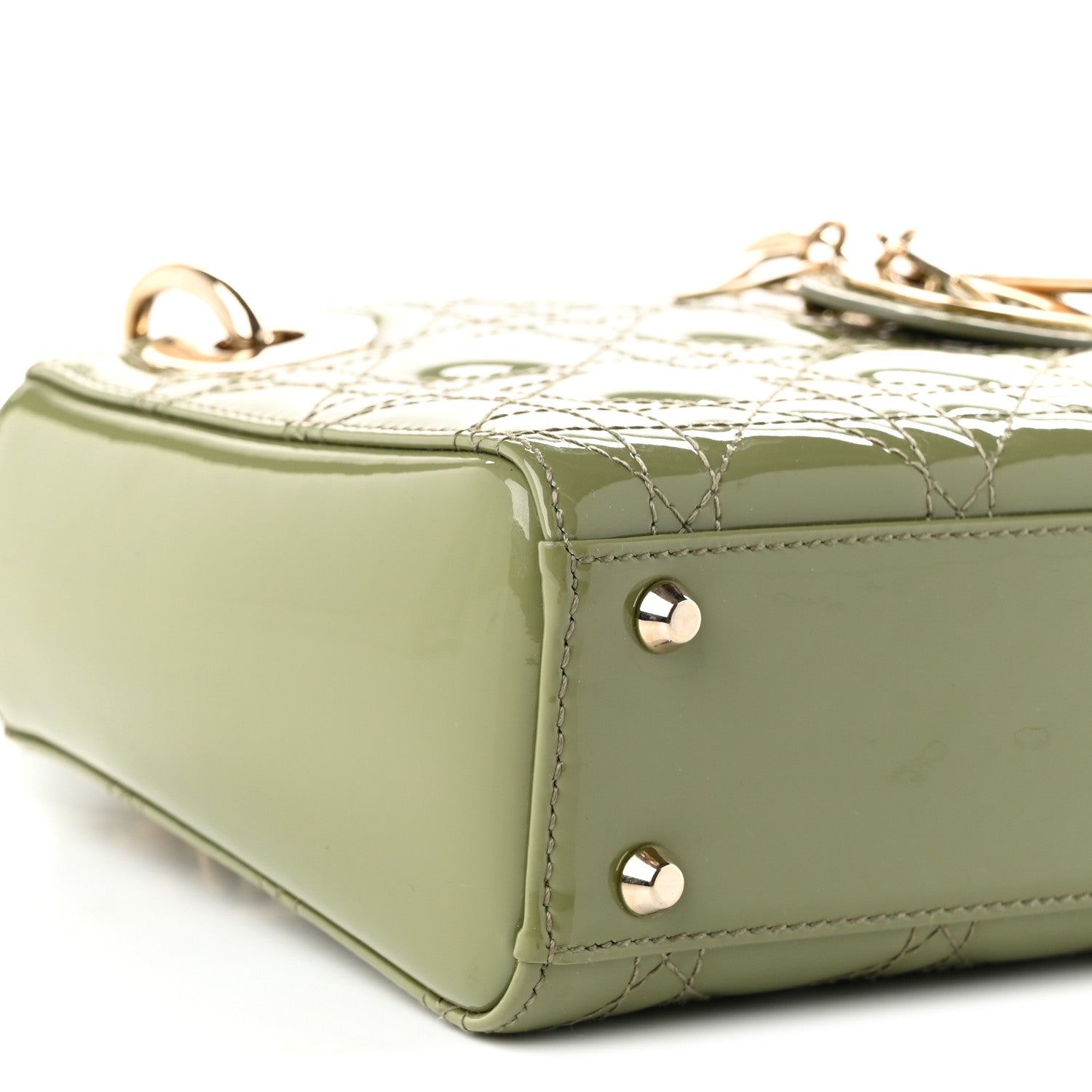 Christian Dior Patent Cannage Mini Lady Dior Dusty Green 9 of 10
