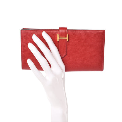 Hermes Epsom Bearn Gusset Wallet Rouge Casaque 2 of 8