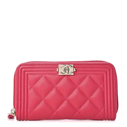 Chanel Caviar Quilted Small Boy Zip Around Wallet Fuchsia 1 of 8