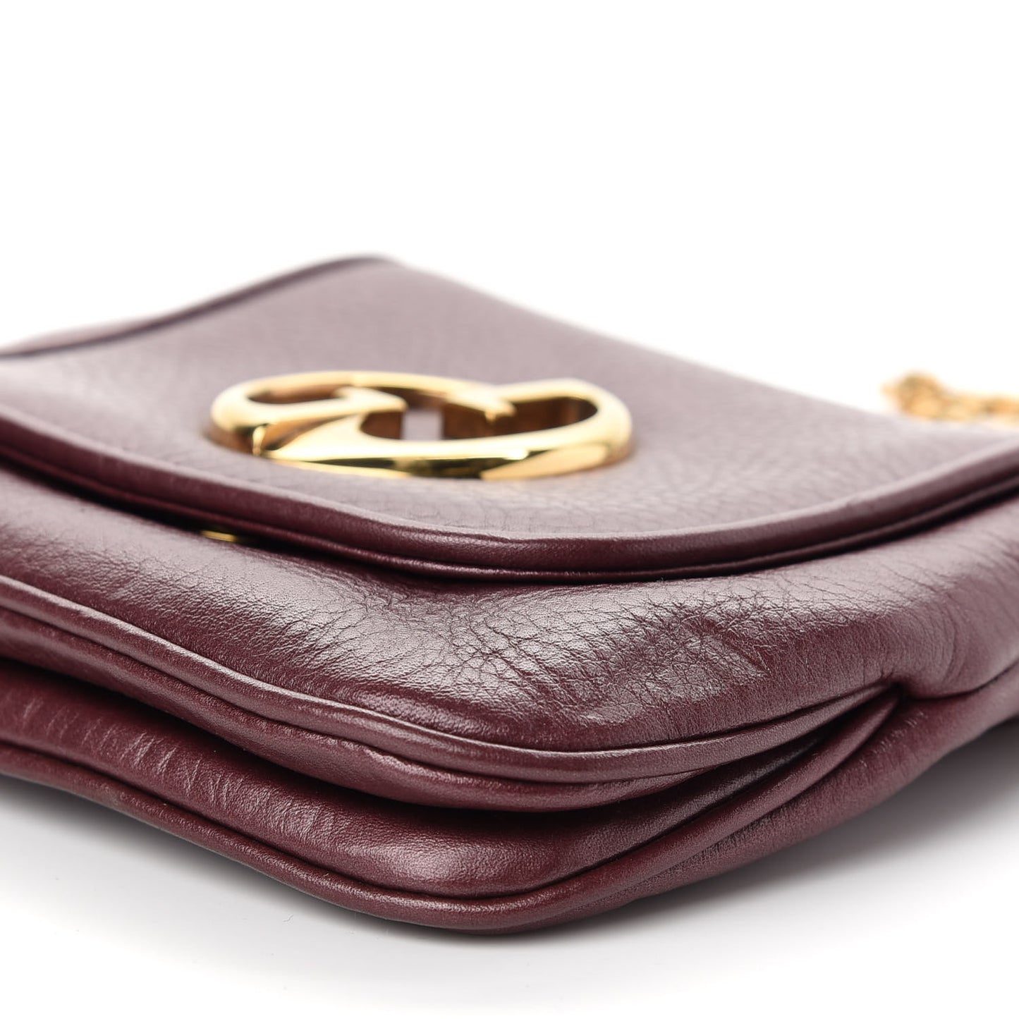 Metallic Pebbled Calfskin Small 1973 Chain Shoulder Bag Classic Burgundy