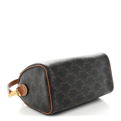 Celine Triomphe Canvas Calfskin Small Boston Bag Tan 4 of 10