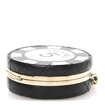 Chanel Lambskin Enamel Quilted Round Poker Chip Clutch With Chain Black White 10 of 10