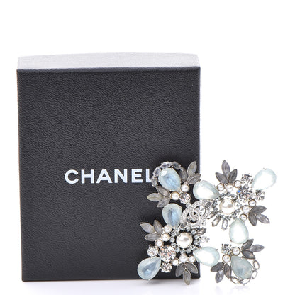 Chanel Crystal Bijoux CC Brooch Blue White Silver 5 of 5