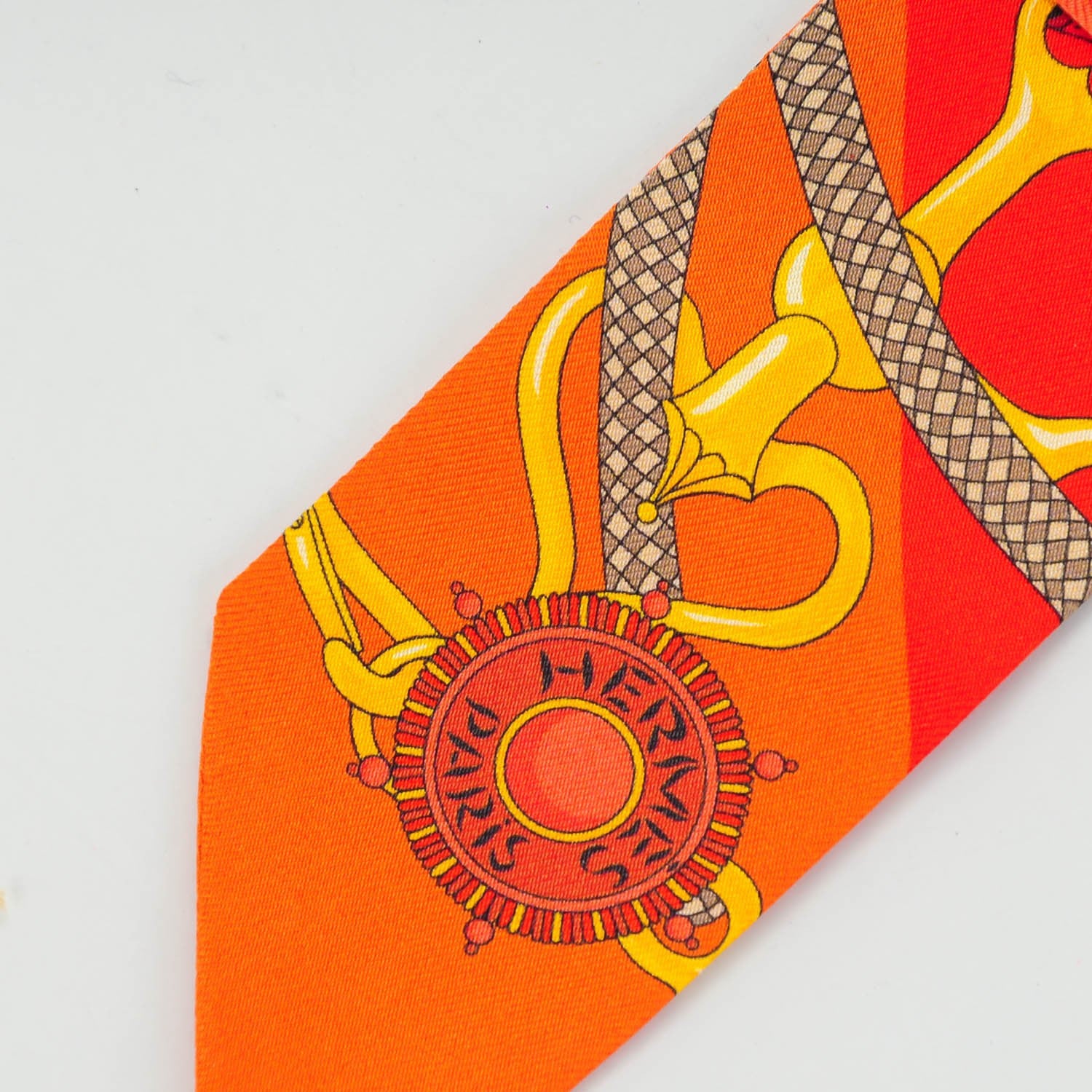 Hermes Silk Festival des Amazones Twilly Orange Vermilion Golden Yellow 5 of 5