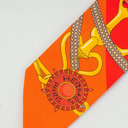 Hermes Silk Festival des Amazones Twilly Orange Vermilion Golden Yellow 5 of 5