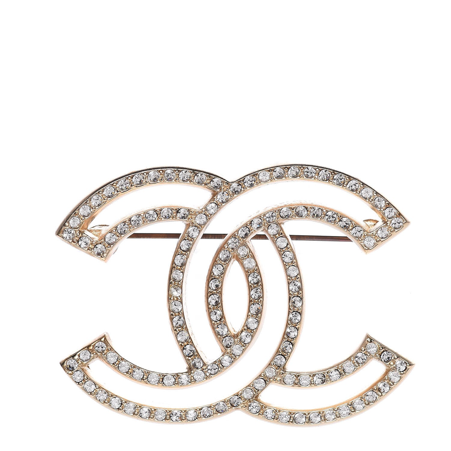 Chanel Crystal CC Brooch Gold 1 of 8