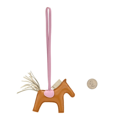 Hermes Milo Lambskin Grigri Rodeo Horse Bag Charm PM Sesame Mauve Sylvestre Craie 2 of 3